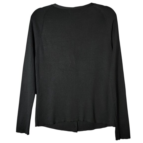 Laura Leigh Womens Black Silk Minimalist Business Casual Work Cardigan Sweater L - Picture 5 of 9